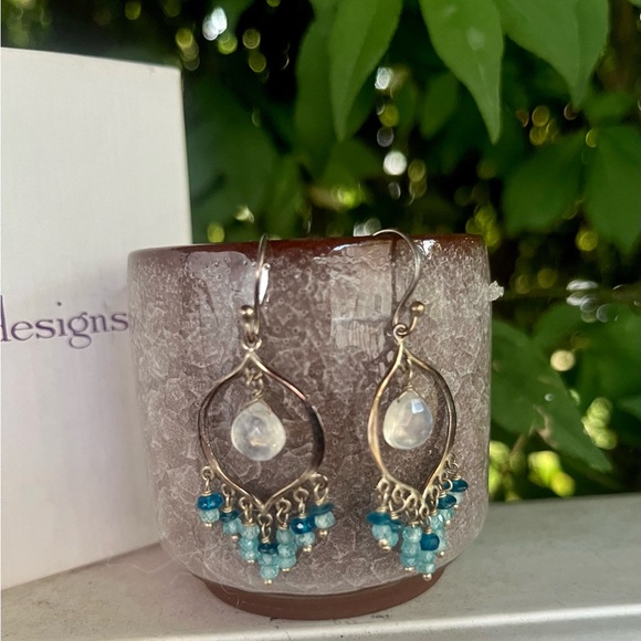 Handcrafted Earrings with floating Moonstone ~ Moon Glow Chandeliers - Picture 2 of 5